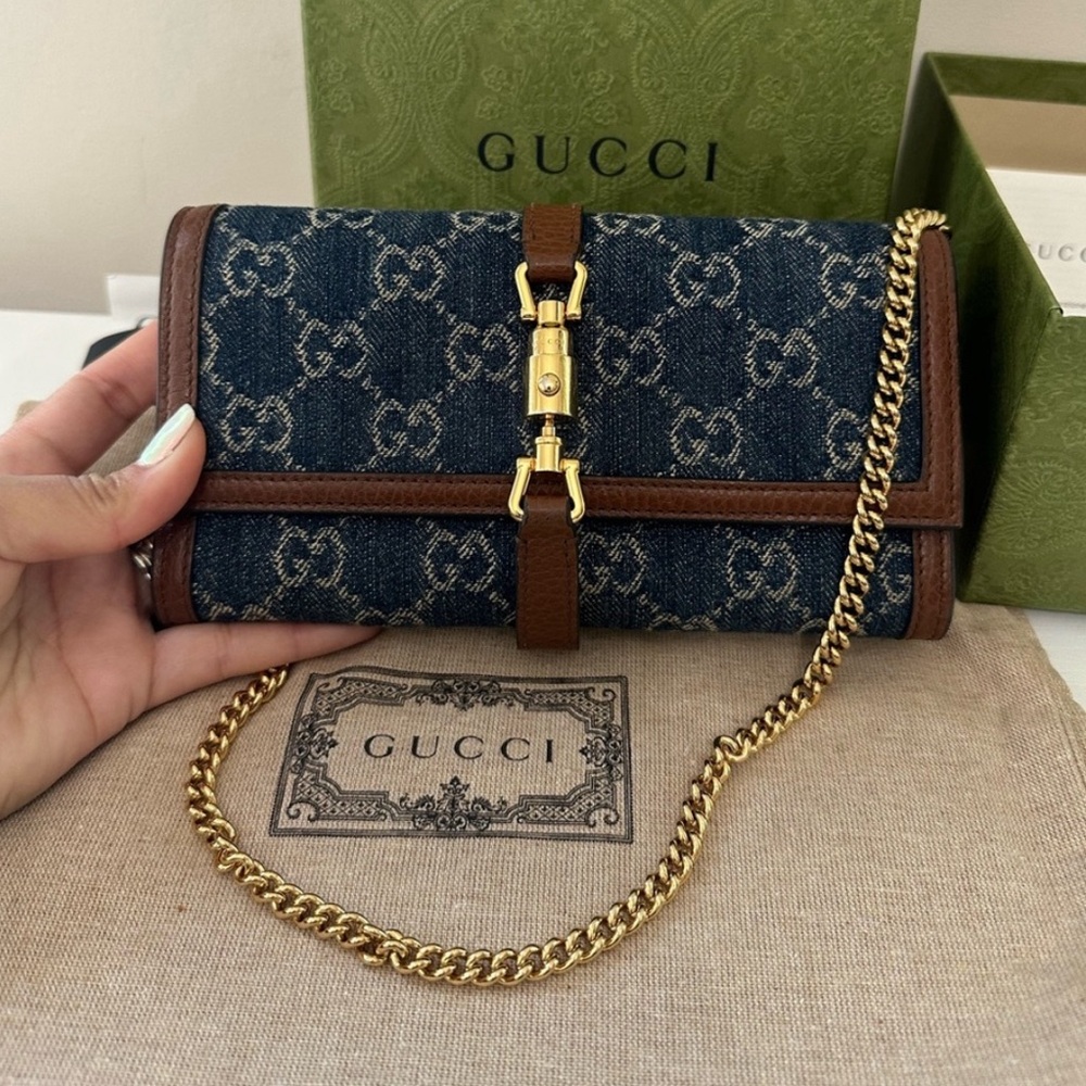 Gucci Denim chain wallet